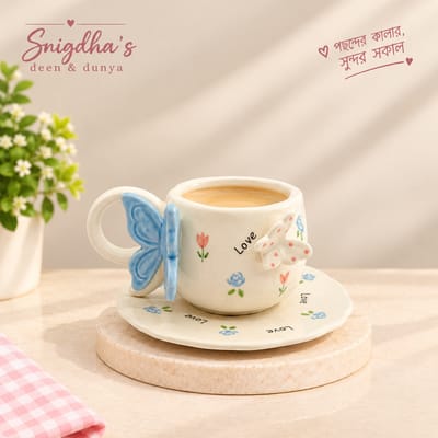 Butterfly Tulip Cup & Saucer Set / প্রজাপতি টিউলিপ কাপ ও সসার সেট