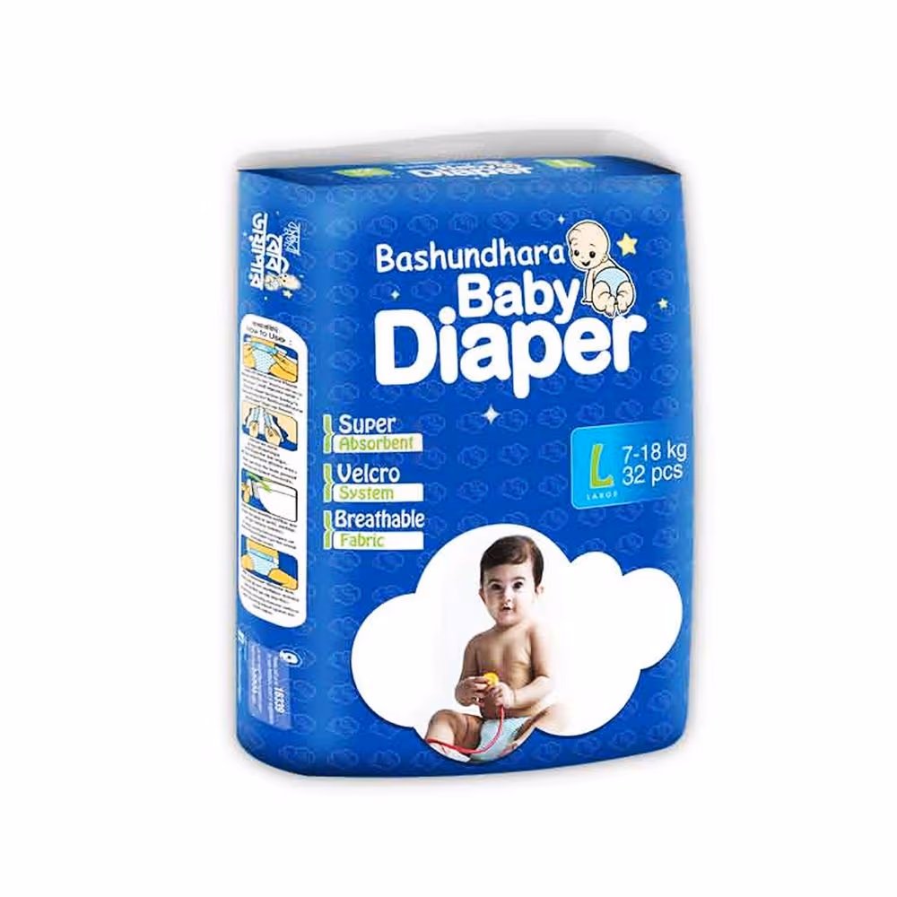 Standard Bashundhara Baby Diaper 7-18Kg, 32pc/Pkt 6