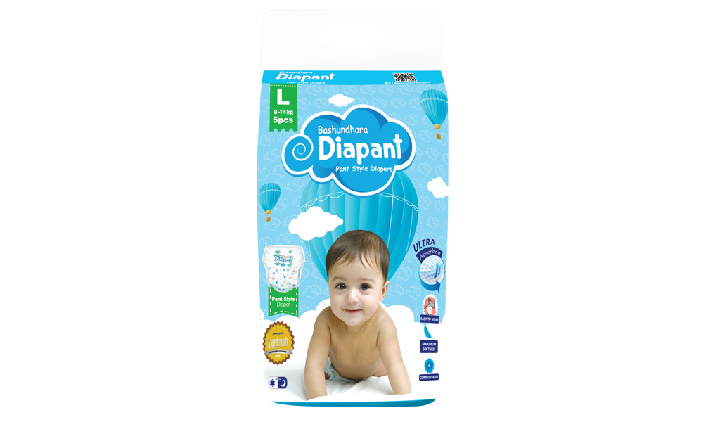 Mini Bashundhara Diapant L 9-14 kg 5pcs/pkt 48pkt/M.Ctn
