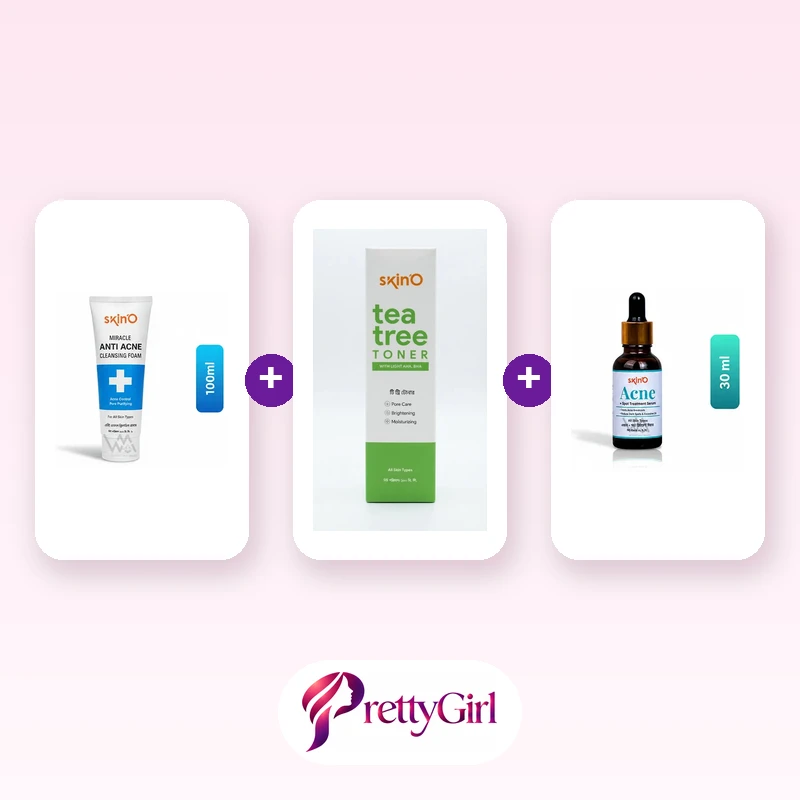 Acne Rescue Trio (skinO Anti Acne Cleansing Foam + skinO Tea Tree Toner + skinO Acne + Spot Serum)