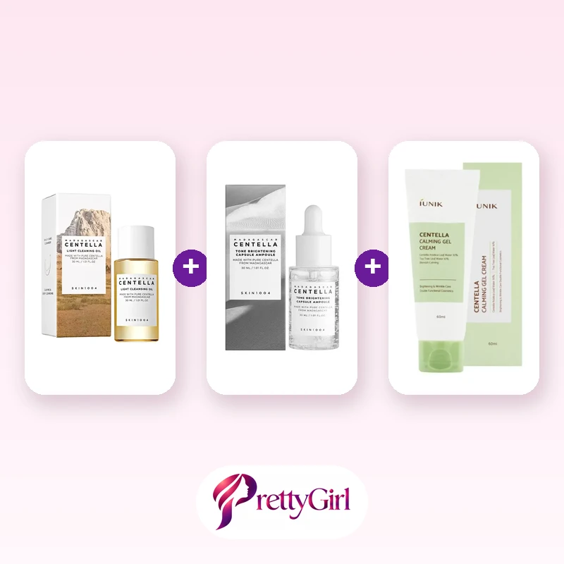 Centella Calm Routine (SKIN1004 Centella Cleansing Oil + SKIN1004 Centella Brightening Ampoule + iUNIK Centella Calming Gel Cream)
