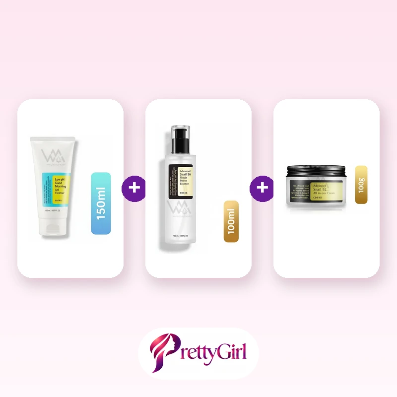 COSRX Snail 3-Step Routine (COSRX Low pH Good Morning Cleanser + COSRX Snail 96 Mucin Essence + COSRX Snail 92 All In One Cream)