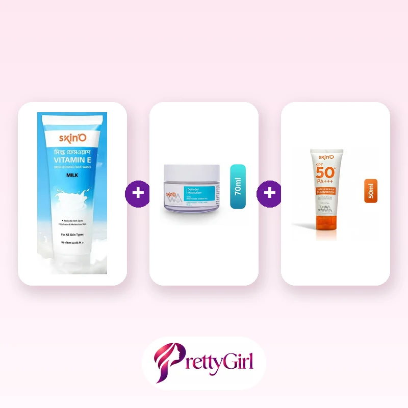 Glow & Protect Trio (skinO Vitamin E Facewash + skinO Daily Gel Moisturizer + skinO Care & Repair Sunscreen)