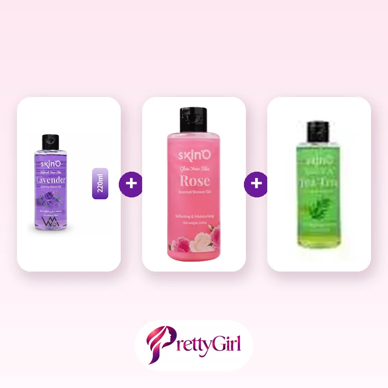 skinO Shower Trio (skinO Lavender Shower Gel + skinO Rose Shower Gel + skinO Tea Tree Shower Gel)
