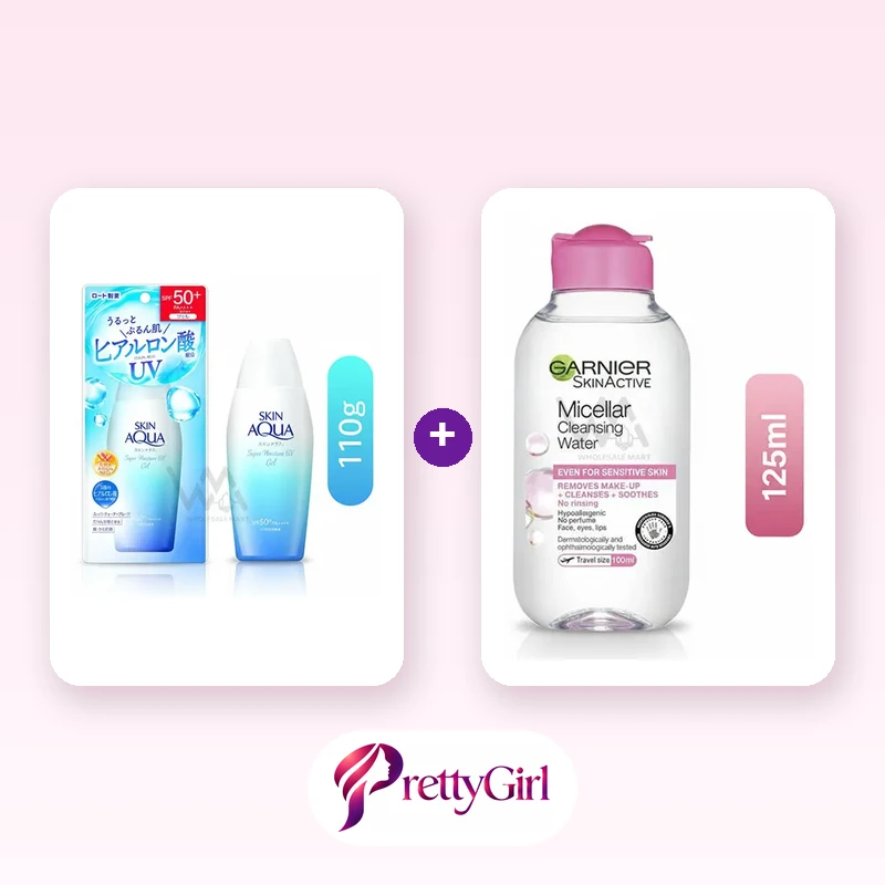 Sun-Safe Duo (SKIN AQUA Super Moisture Gel Sunscreen + Garnier Micellar Water)