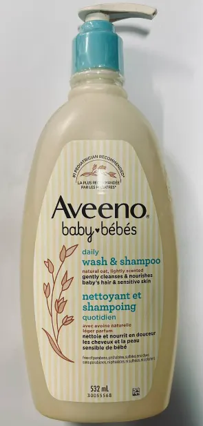 Aveeno Baby Daily Moisture Wash & Shampoo, Tear-Free, 18 fl. oz