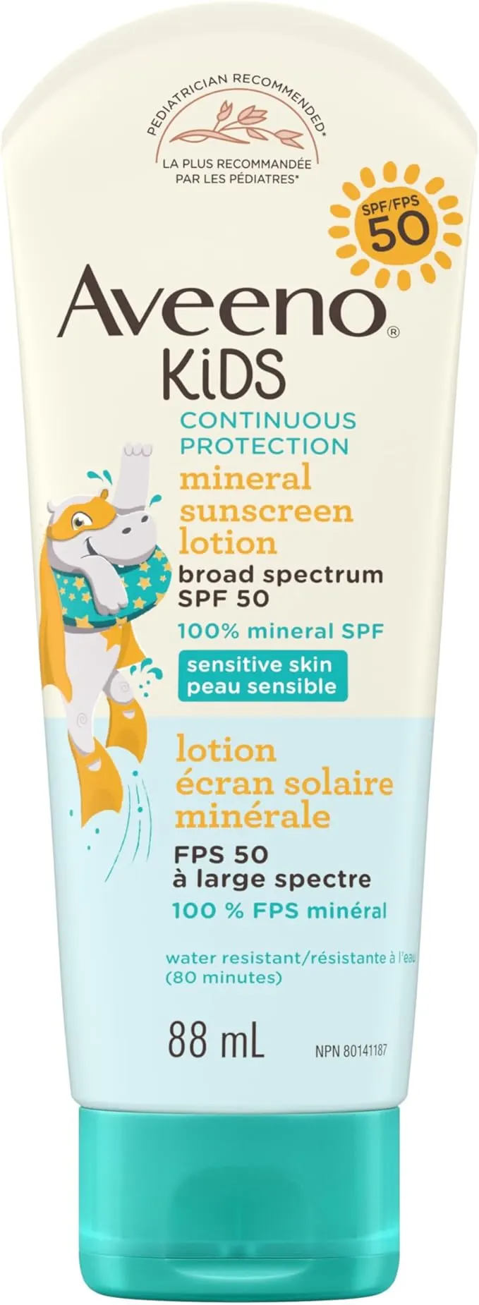 Aveeno Kids Continuous Protection Mineral Sunscreen Lotion SPF 50 - 88ml