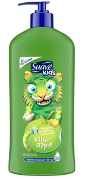Suave Kids Silly Apple Wonder 3 In 1 Shampoo + Conditioner + Body Wash - 532ml