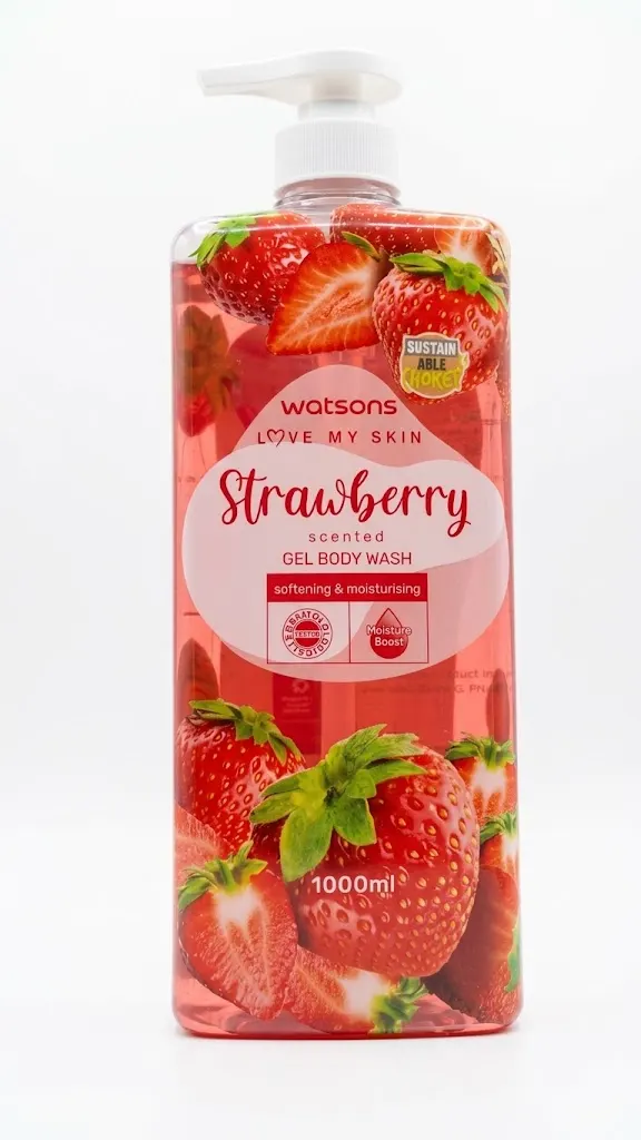 Watsons Strawberry Scented Softening & Moisturising Gel Body Wash - 1000ml