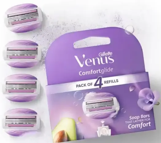 Gillette Venus Comfortglide Hair Removal Razor Blade Pack Of 4 Refills