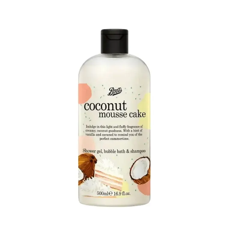 Boots Coconut Mousse Cake Shower Gel, Bubble Bath & Shampoo 500ml
