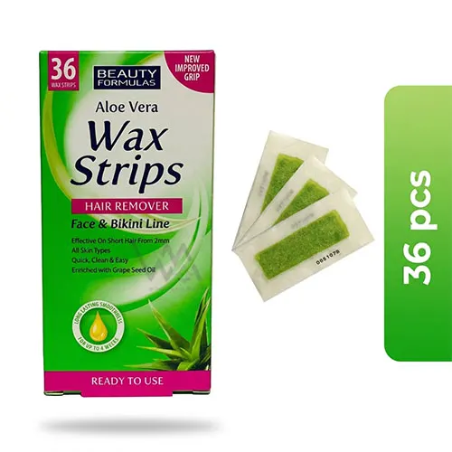 Beauty Formulas Face and bikini line Aloe Vera 36 wax strips