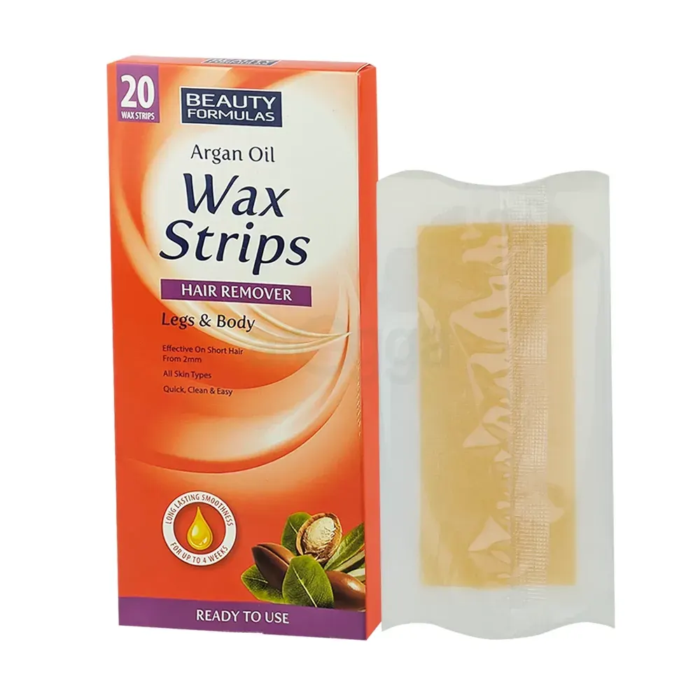 Beauty Formulas Argan Oil Hair Removal Wax Strips For Legs & Body - 20 Strips