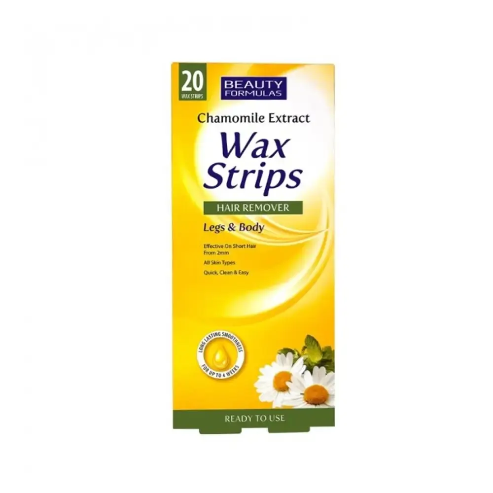 Beauty Formulas Chamomile Extract Legs & Body Wax Strips - 20 Pcs Strips