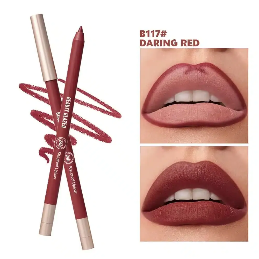Beauty Glazed Waterproof & Long Lasting Lipliner Pencil – B117 Daring Red