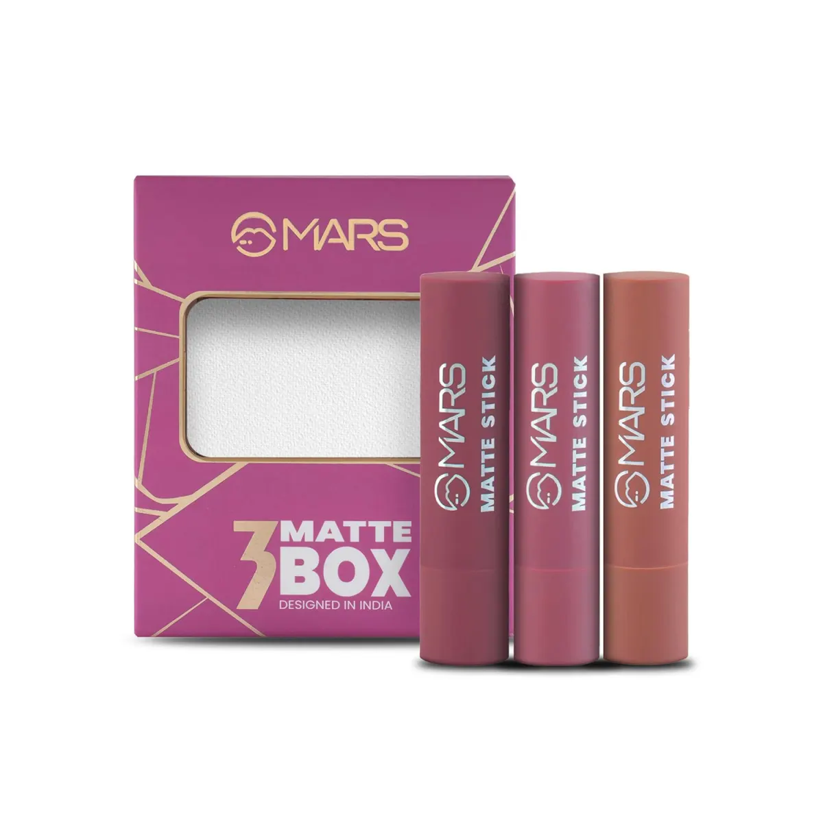 Mars 3 Matte Box Lipstick (Peaches and Nudes-02)