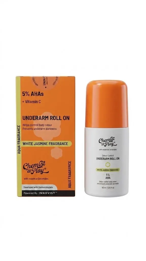 Innovist Chemist at Play 5% AHA White Jasmine Fragrance Odour Control Underarm Roll On 40ml